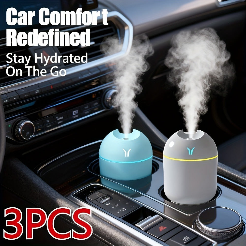 Aroma Diffuser Humidifier USB Mini ¨C 3 Pack Cool Mist with Color Night Light, Portable for Bedroom, Car, Home & Dorm, Keeps Air Fresh & Plants Healthy, Gift for Men & Women (White+Blue+White)