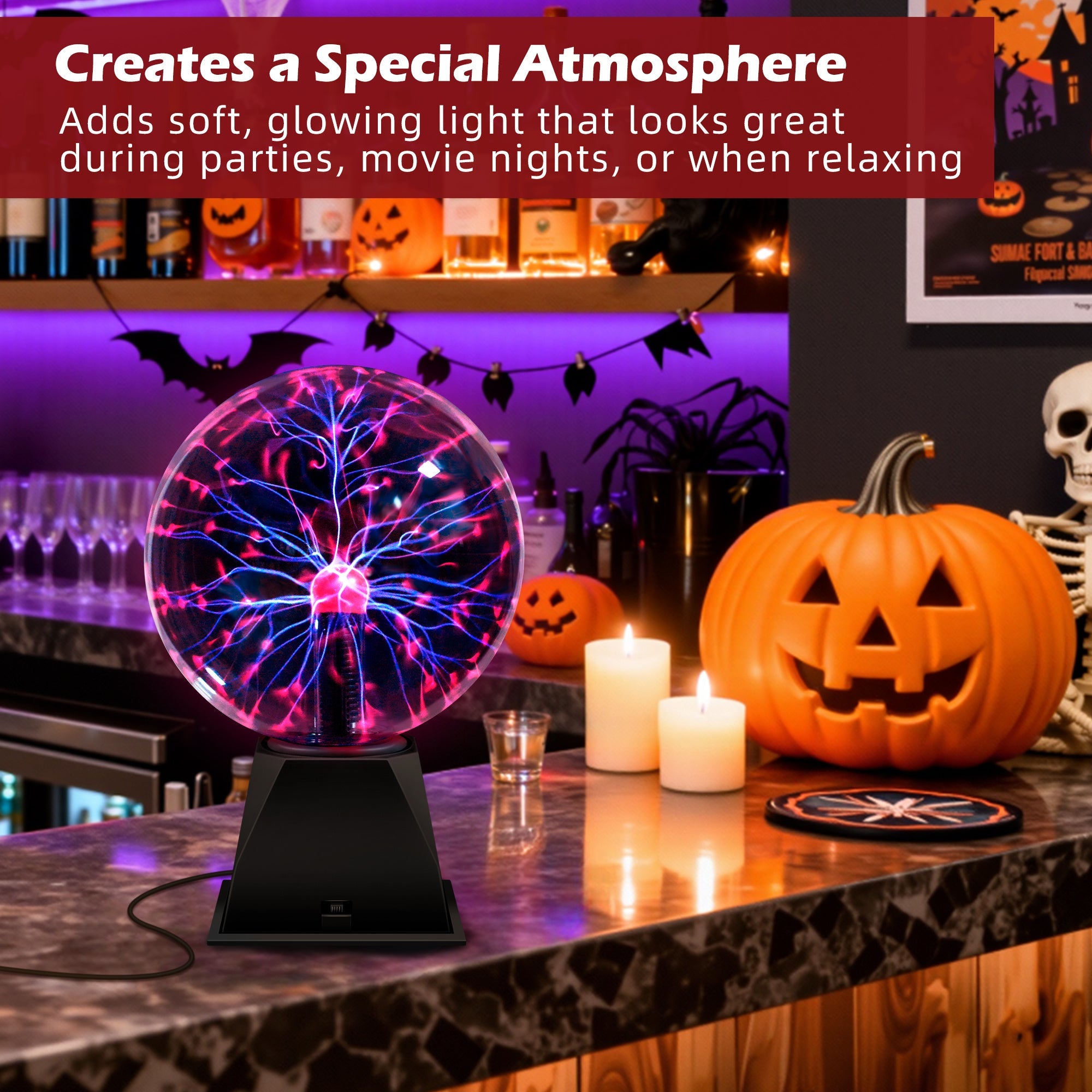 Plasma Ball Lamp Touch Sensitive Lightning Globe, Electric Plasma Sphere Night Light for Home Decor, Desktop Science Toy & Party Accent ¡ª Available in 3¡±, 6¡± & 8¡± Sizes