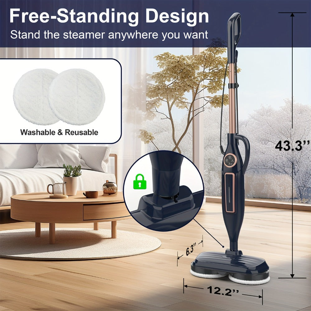 Steam Mop 10-in-1 Spinning Rotating Mop Pads with Steam Blaster Technology - 3 Steam Modes, LED Headlights, Lightweight Spin Mop for Hard Floor, Laminate & Marble, Washable Pads, VM6 Pro Series