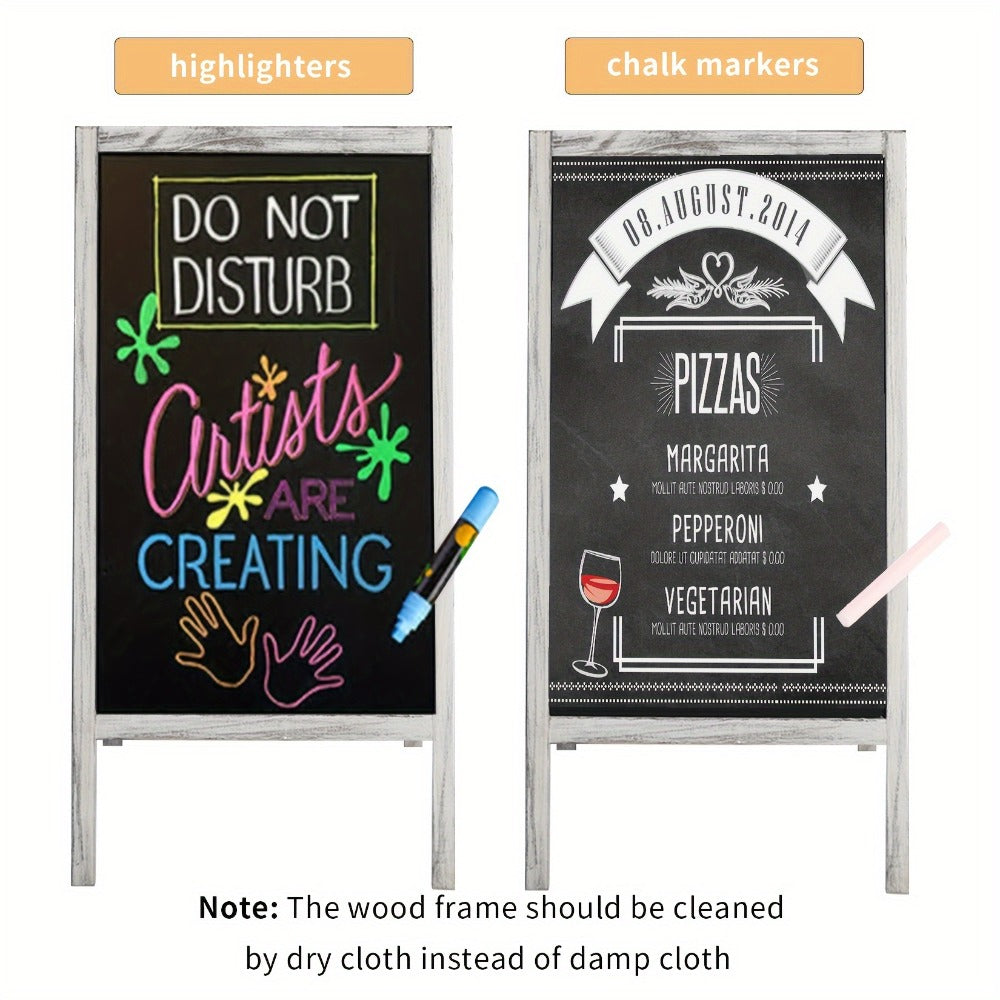 A-Frame Chalkboard Sign Double Sided Magnetic Wooden Standing Blackboard Menu Display Board for Restaurant Coffee Shop Bar Sidewalk Sandwich Board 39x20 Inch