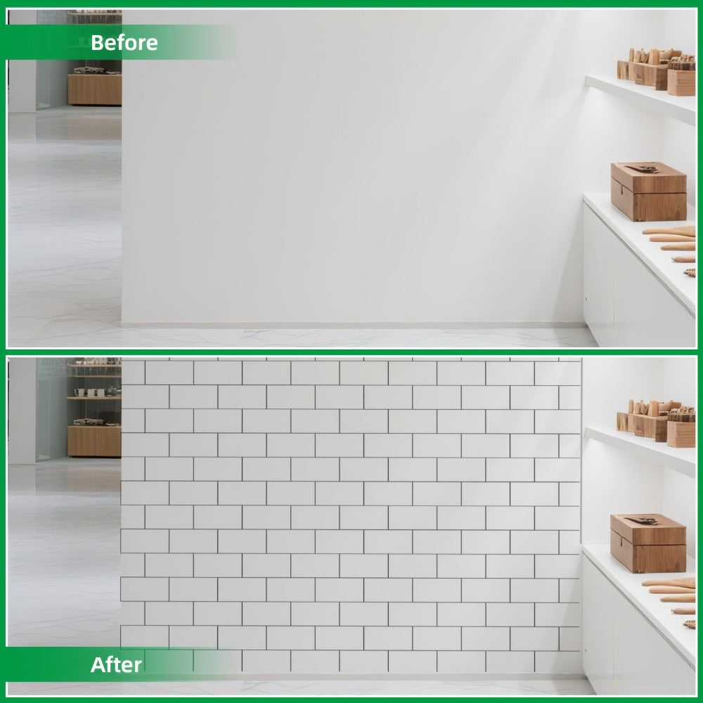 Peel and Stick Subway Tiles 102 Pieces 3x6 Inch Glossy White PVC Self Adhesive Kitchen Backsplash Bathroom Fireplace Wall Panels Waterproof Heatproof Scratch Resistant DIY Remodeling