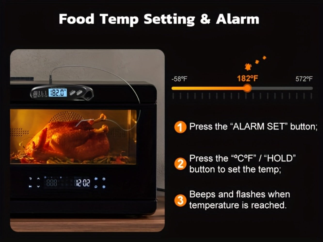 Instant Read Meat Thermometer with Dual Probes Backlit LCD Digital Cooking Thermometer Fast 3-Second Read Calibration Alarm BBQ Grill Oven Smoker Oil Candy Kitchen Food Thermometer Gift