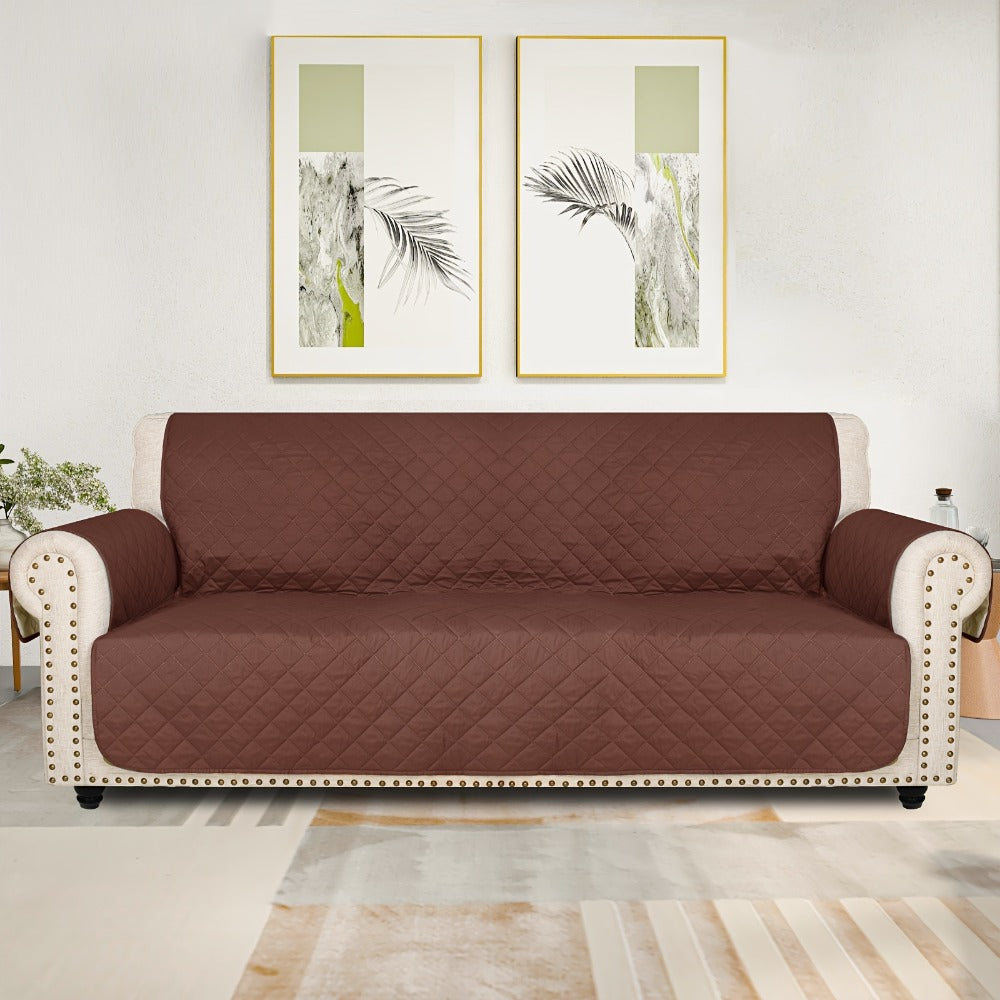 Sofa Slipcover 5-Layer Quilted Thick Sofa Cover Protector Elastic Strap Non-Slip Washable Pet Friendly Universal Fit 3 4 Seater Couch Cover for Living Room - 10 Colors