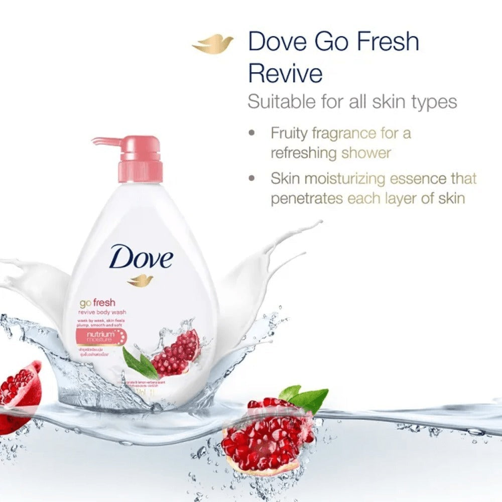 Dove Body Wash Revive Pump 550ml - 2 Pack | Moisturizing Shower Gel with Refreshing Scent