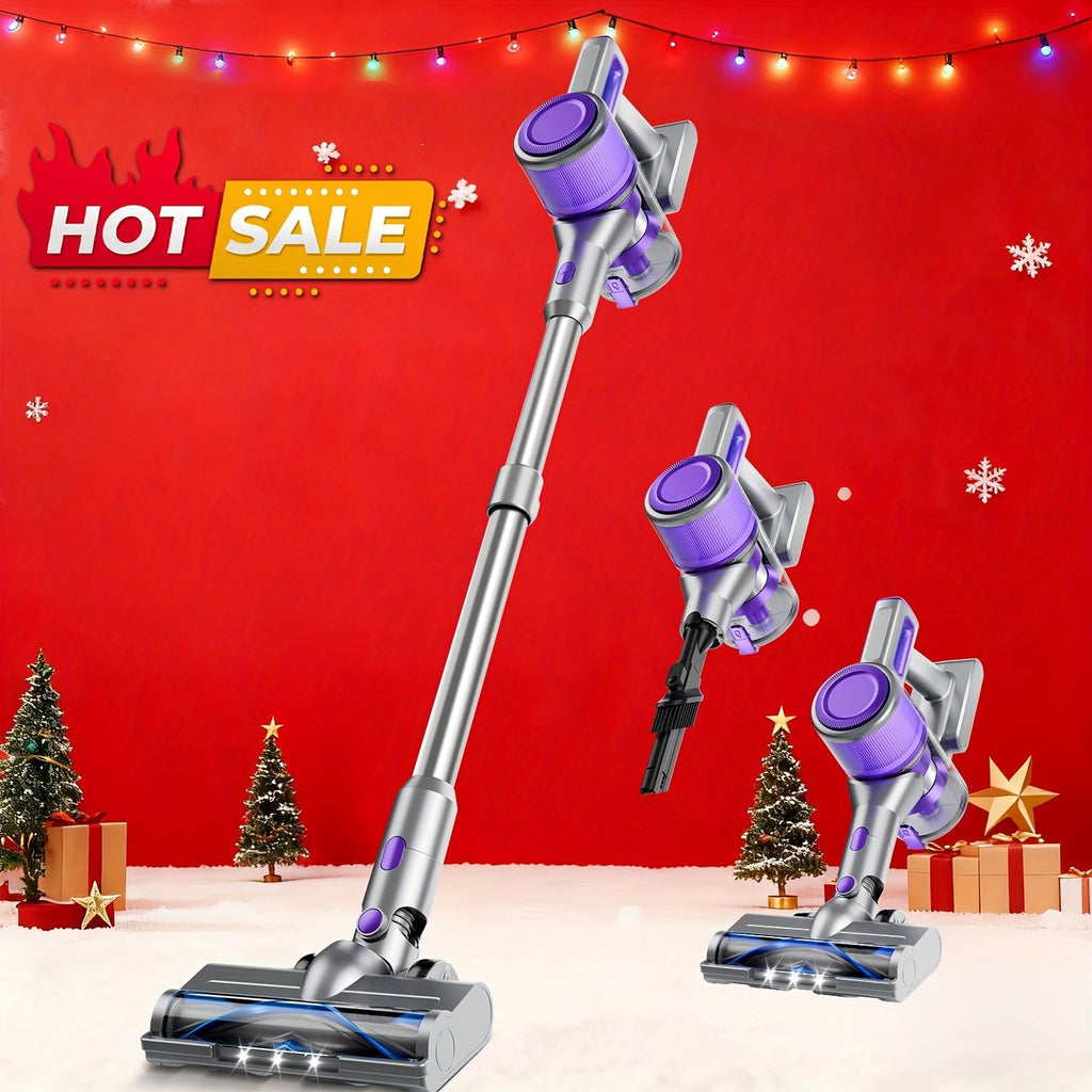 Vertical Vacuum Cleaner 55-70Kpa 3-Speed Adjustment with LED Floor Brush & Detachable Battery - 45 Min Runtime, Lightweight Handheld for Pet Hair, Carpet & Hard Floors, 7 Colors Available
