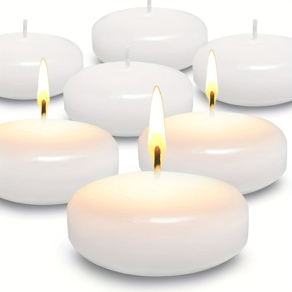 White Floating Candles 24 Pack 3 Inch | Unscented Clean Burn 8-12 Hours | Pool Candles for Wedding Anniversary Valentine's Day Romantic Dinner Home Decor Table Centerpiece