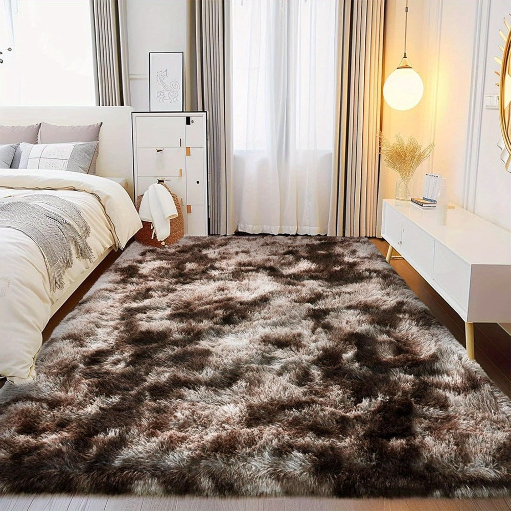 Fluffy Area Rug 6x9 - Super Soft Plush Shag Rug for Living Room & Bedroom, Non-Slip Machine Washable Floor Rug | Tie Dye Modern Home Decor Carpet, Large Fuzzy Rug for Room Decor