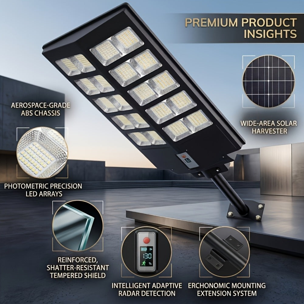 Solar Street Lights Outdoor 800 LED IP54 Waterproof with Motion Sensor ¨C 6500K Dusk to Dawn Flood Light, Remote Control, Adjustable Brightness & Timer for Parking Lot Yard Garage Driveway Rural Area