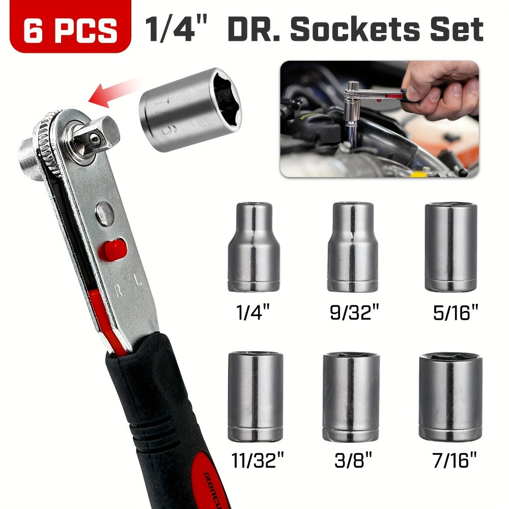 Ratchet Angle Screwdriver Set 10-in-1 & 16-in-1 ¨C Magnetic Multi-Bit Right Angle Screwdriver for Tight Spaces, DIY, Bike Repair & Home Maintenance, Compact Flexible Tool Kit