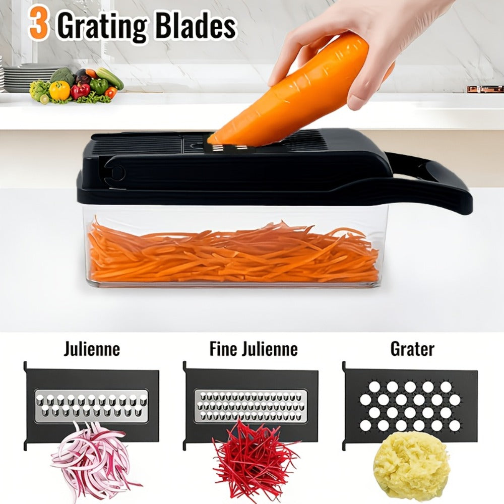 Vegetable Chopper 18-in-1 Food Chopper Slicer with 8 Stainless Steel Blades Food-Grade Mandoline Slicer for Onions Carrots Potatoes Salad Kitchen Meal Prep Tool