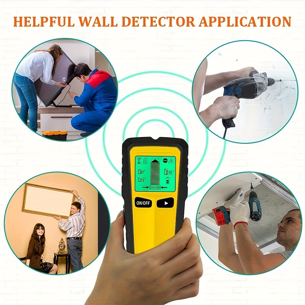 Wall Stud Finder 5-in-1 Electric Wood Metal AC Wire Detector with LCD Display Sound Alert 3-Depth Stud Scan for DIY Home Construction TV Mount Cabinet Install