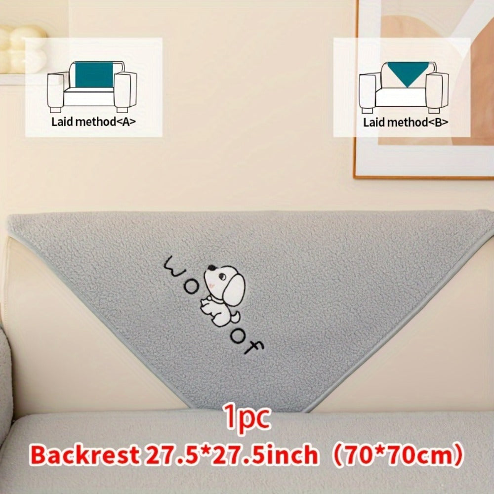 Sherpa Plush Sofa Cover Non-Slip | Thick Fleece Couch Protector, Pet Friendly Furniture Shield, 1 to 4 Seat, Armrest Backrest Pillowcase, Deep Gray Light Gray Coffee Off White