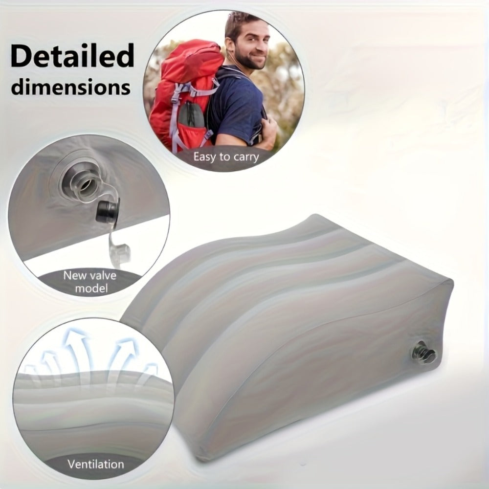 Inflatable Leg Elevation Pillow for Sleeping ¨C Wedge Knee Support Cushion for Swelling Relief, Ergonomic Leg Raise Pillow for Bed, Travel & Camping, Lightweight & Portable, Gray