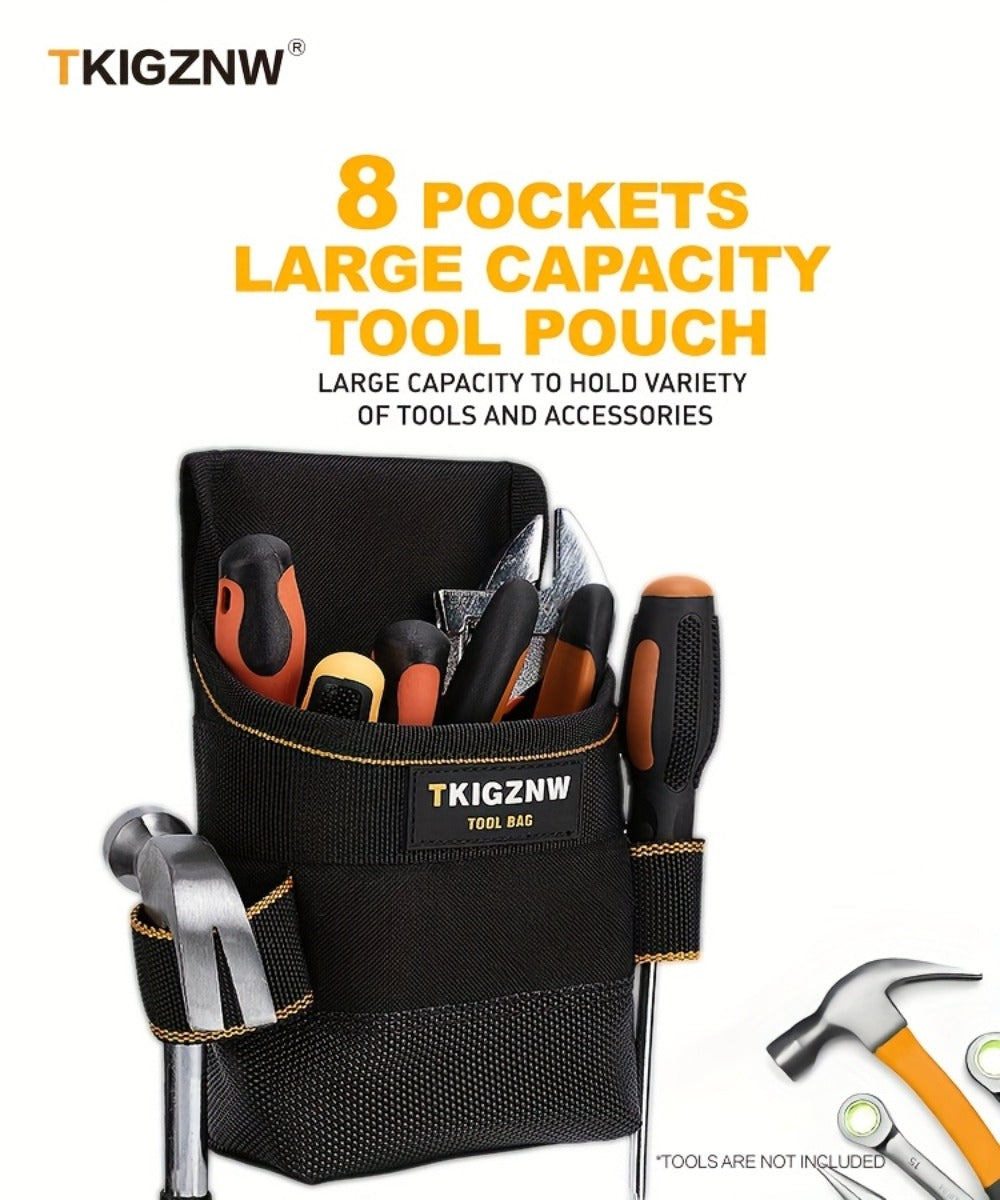 Tool Belt Pouch Heavy Duty Electrician | Adjustable Strap Multi-Compartment Organizer with Zipper | Professional Tool Bag for Plumbers Mechanics Electricians Equipment Storage