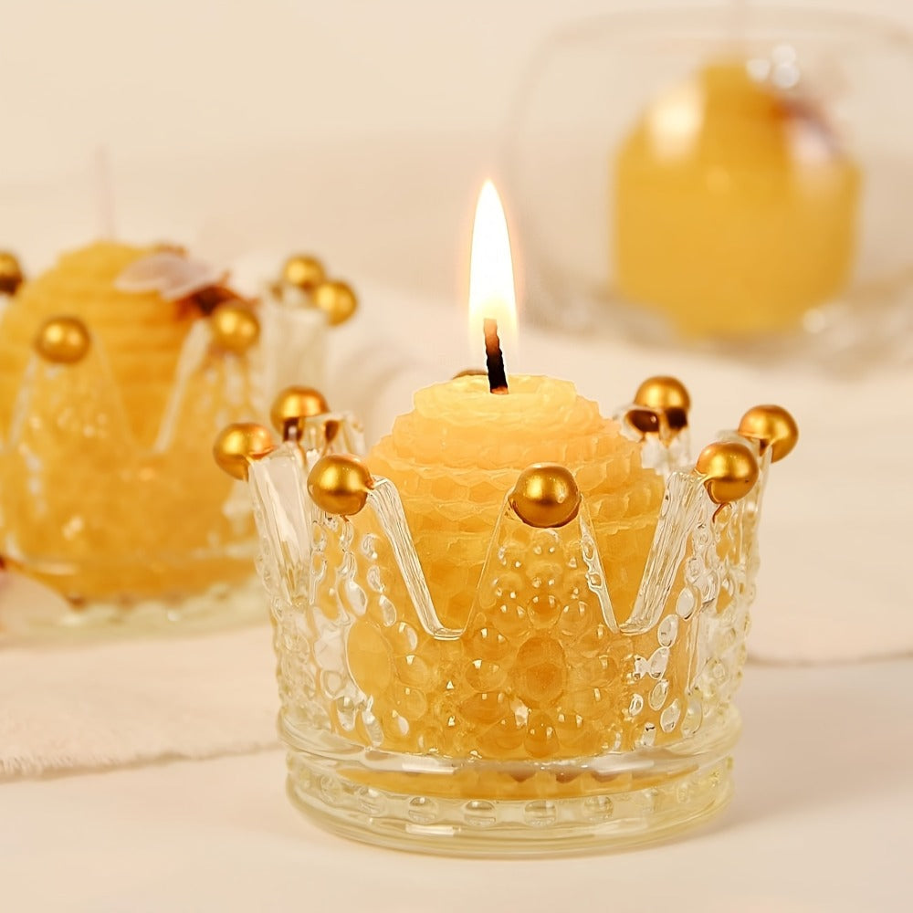 Beeswax Candles Set - Natural Pure Beeswax Votive Candles with Bee Decorations, Handcrafted from Beekeepers, Set of 6 or 12, Honey Scented Candle Gift for Home Decor, Weddings, Holidays & Gifting