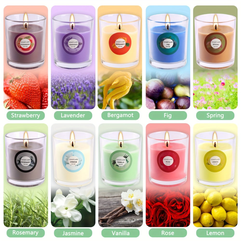 Scented Candles Gift Set 20 Pack | 10 Fragrances Natural Soy Wax Glass Jar Candles with Dried Flowers | Aromatherapy Candle Set for Women Birthday Christmas Valentine's Day Mother's Day Wedding