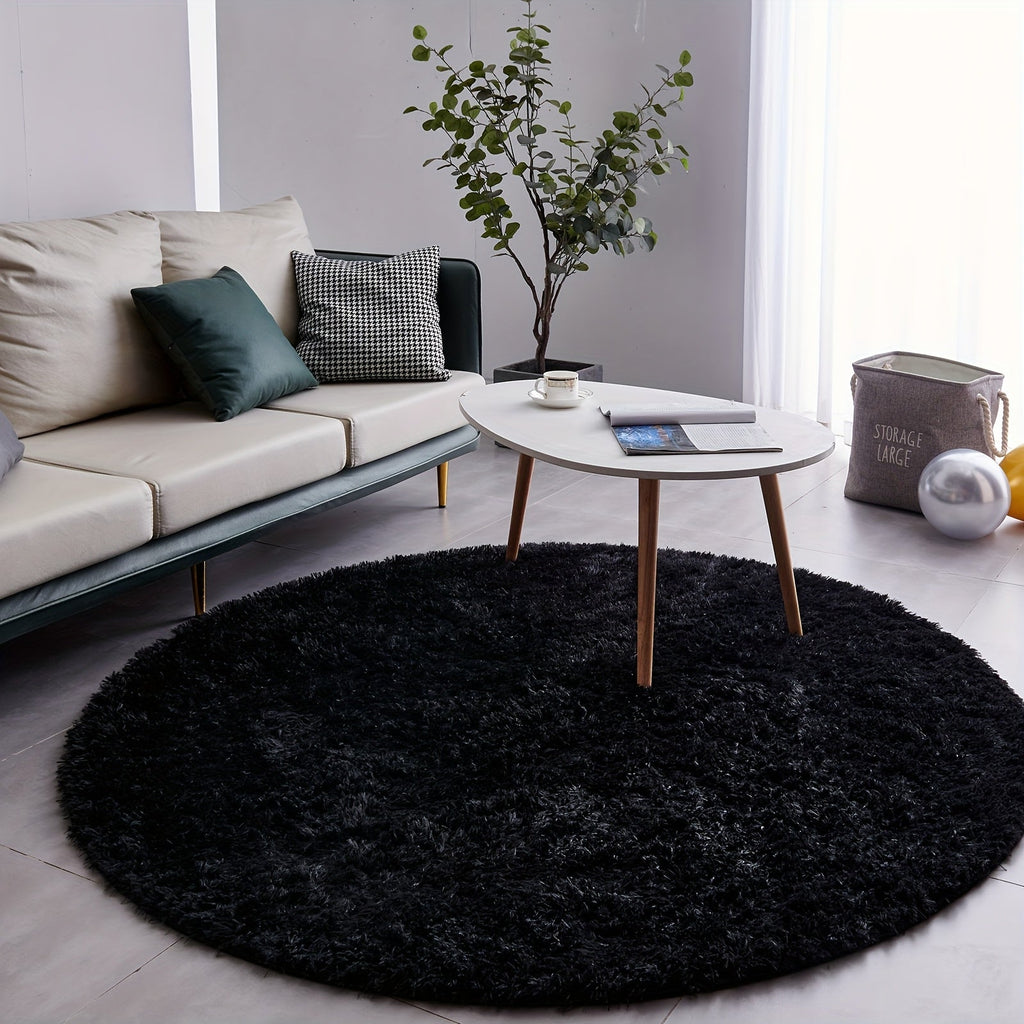 Round Shaggy Plush Rug ¨C Soft Fluffy Circular Carpet for Bedroom & Living Room, Easy Clean
