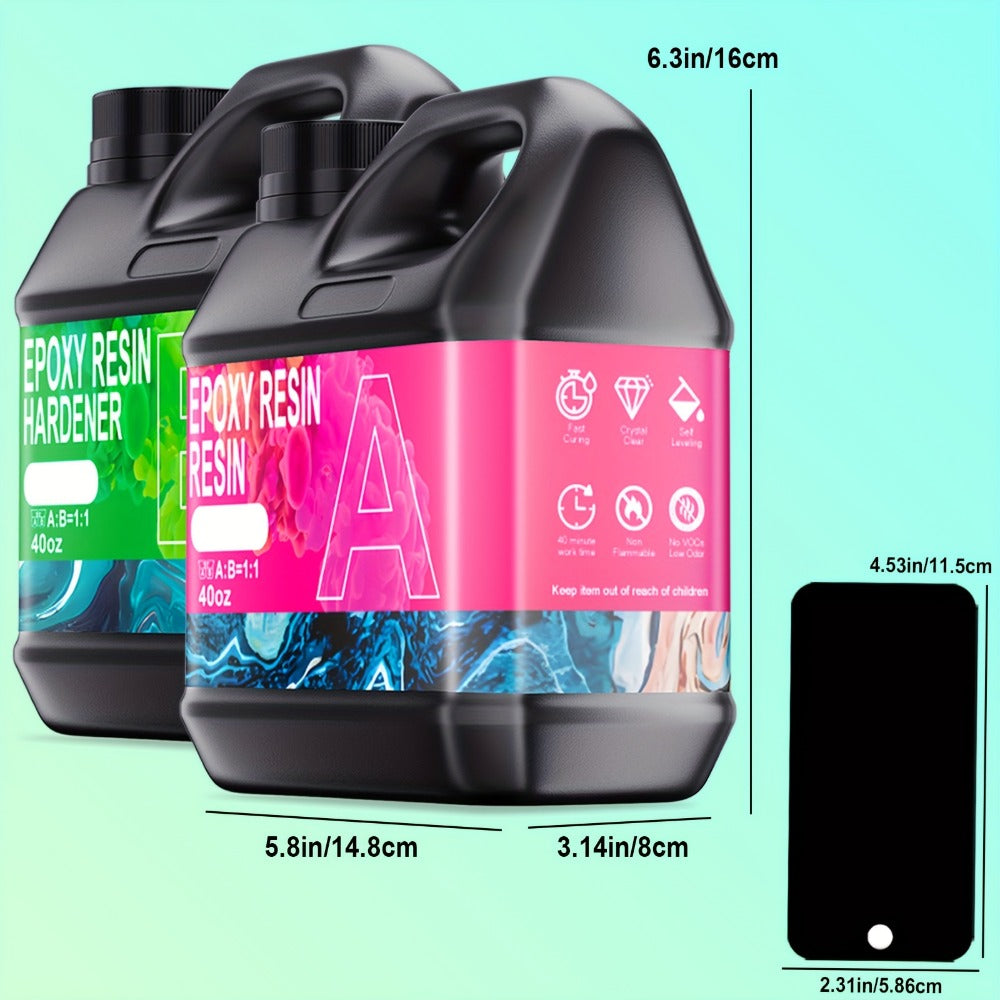 Fast-Curing Epoxy Resin Kit Low Odor Bubble-Free Non-Yellowing ¨C 2-Part Casting Resin for Jewelry Accessories River Tabletops Crafts & Handicrafts, 32oz or 80oz