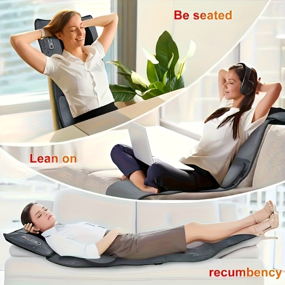 Full Body Shiatsu Massage Mattress ¨C 10-Zone Vibration with Neck Kneading & Hot Compress, 12V Safety Voltage Massage Mat for Back Neck & Waist Relief, Home Relaxation Gift for Men Women
