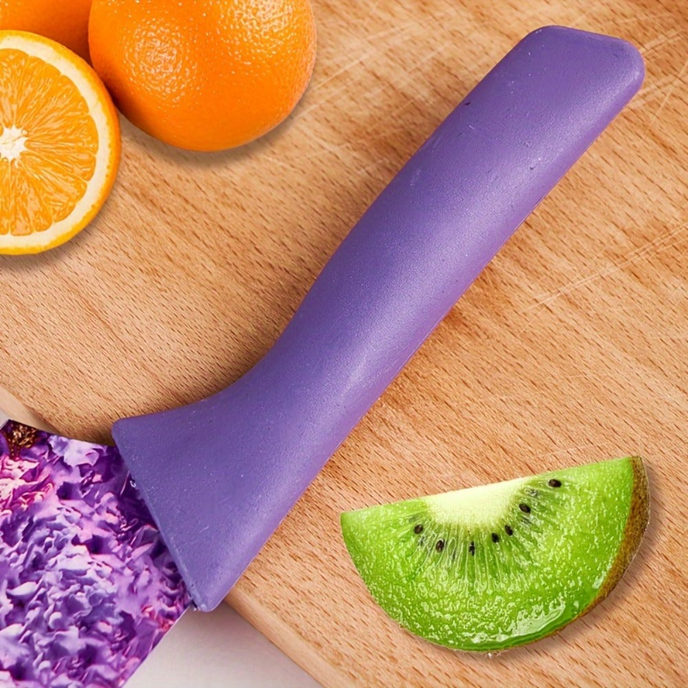 Kitchen Knife Set 6 Piece with Floral Pattern, High Carbon Stainless Steel Chef Knife Set with Ergonomic Handle, Sharp Meat Cleaver Bread Knife Scissors Peeler, Colorful Cooking Knife Gift Set for Women Men