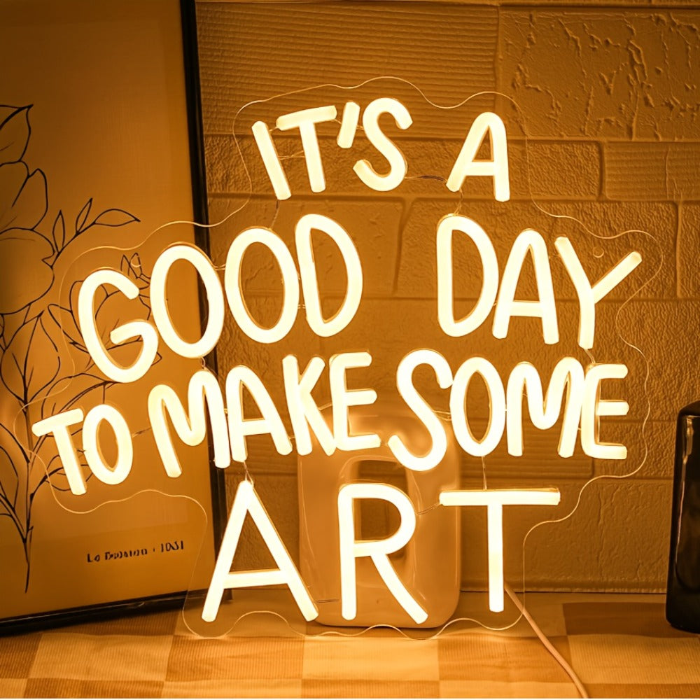 LED Neon Sign ¡±Today Is a Great Day for Creating Art¡± Dimmable Wall Light for Study Room Classroom Home Living Room ¨C Creative Art LED Neon Light Decor Gift for Artists Teachers Students