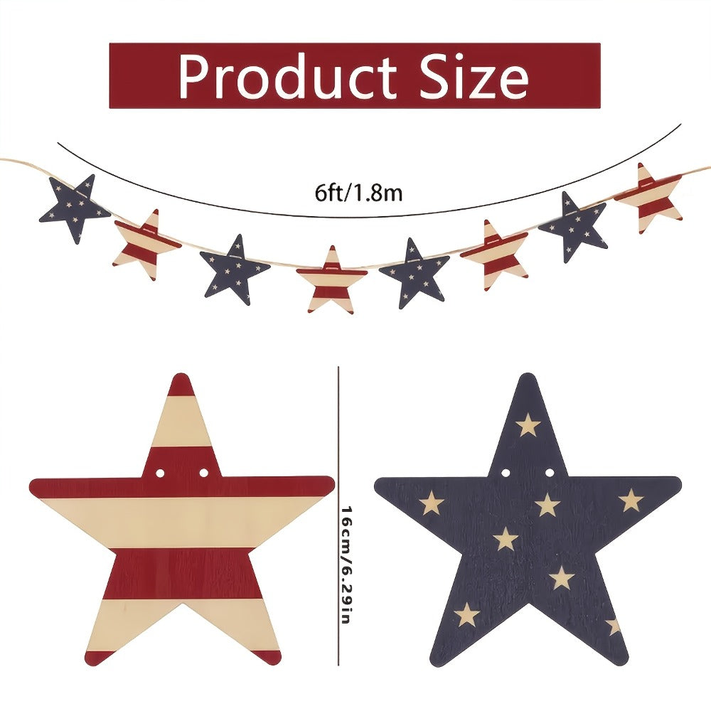 Patriotic Wooden Wreath 4th of July | Red White & Blue Rustic Stars & Flags Decor for Independence Day, Memorial Day & Labor Day - Vintage Wood Wall & Fireplace Mantle Decoration
