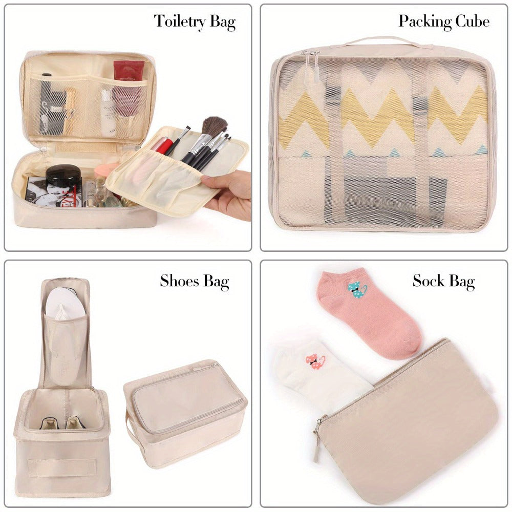 Packing Cubes for Suitcases 8PCS Set Travel Luggage Organizers Compression Bags Clothing Underwear Shoe Bag for Men Women