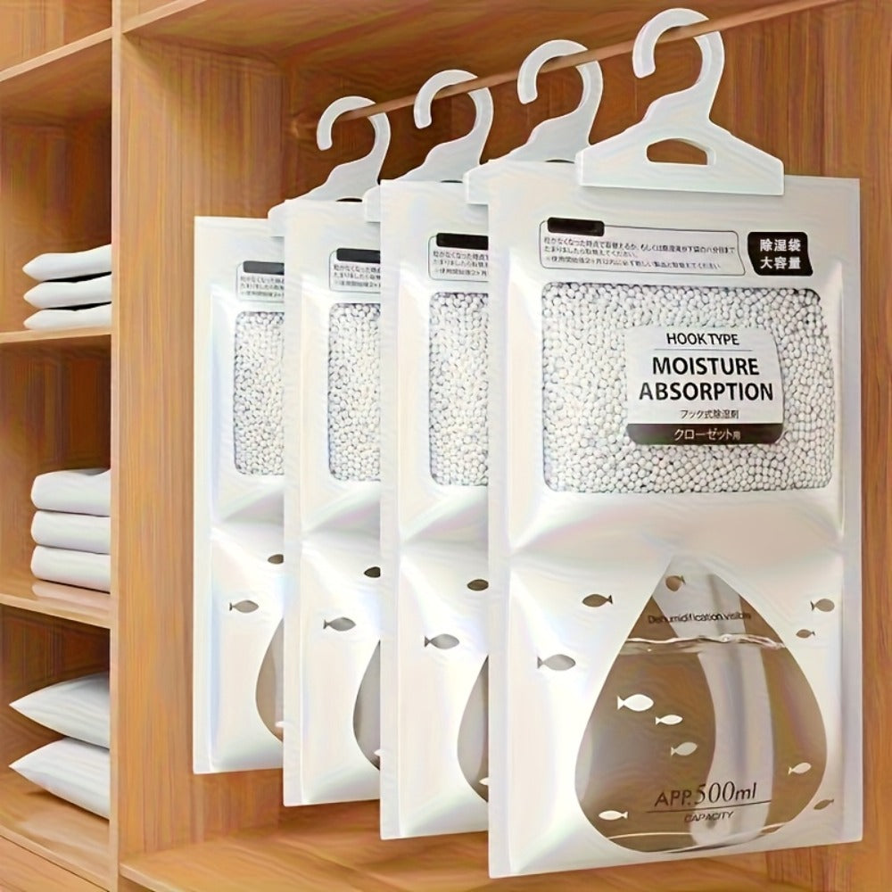 Moisture Absorber Bags 20 Pack Hanging Dehumidifier Bags 90-Day Power-Free Reusable Damp Absorber with Hooks for Wardrobe Bedroom Bathroom Closet