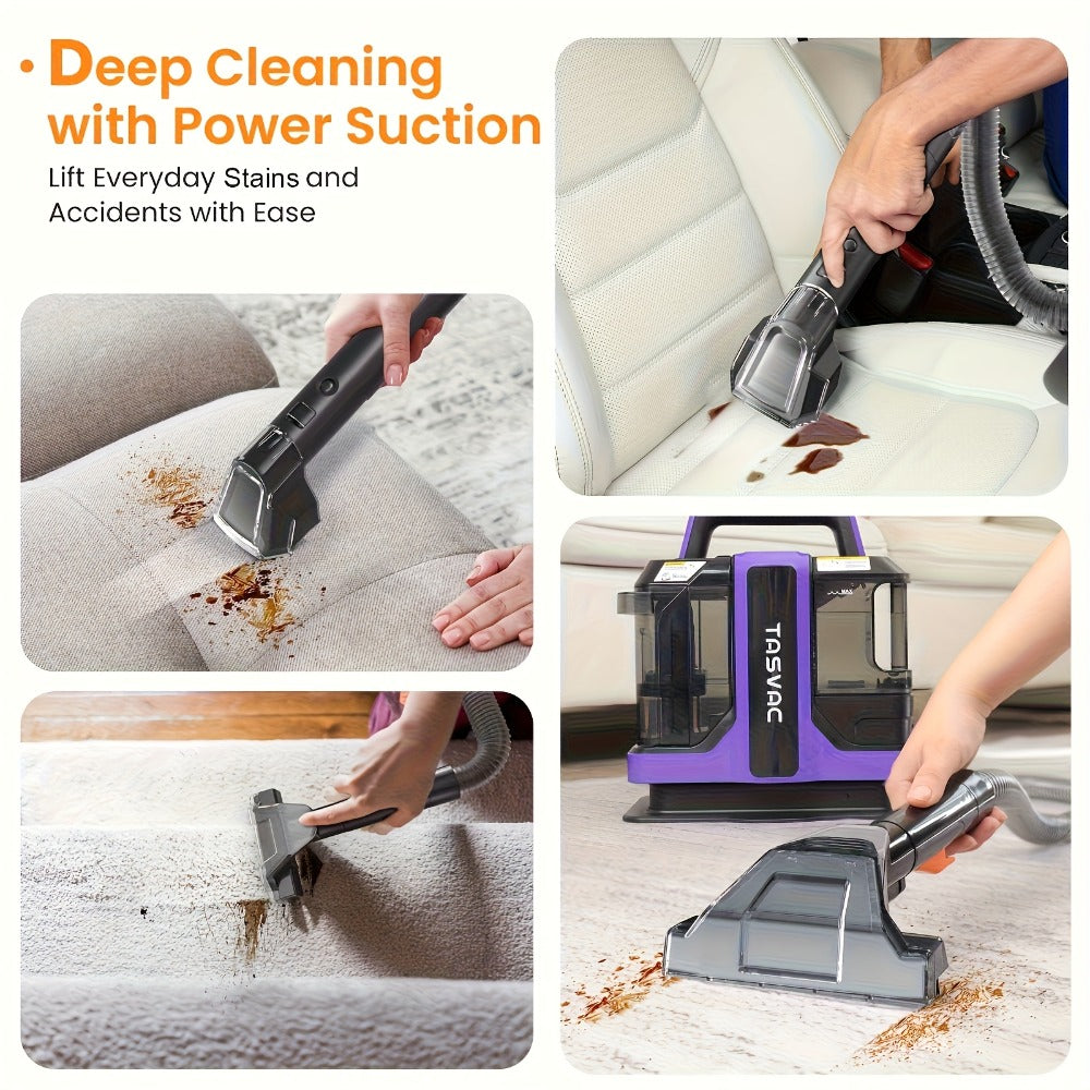 Portable Spot Cleaner for Carpet & Upholstery | Dual Brush Power Suction Stain Remover with Multifunctional Tools ¨C Deep Cleans Sofa, Car Seats, Stairs & Pet Stains