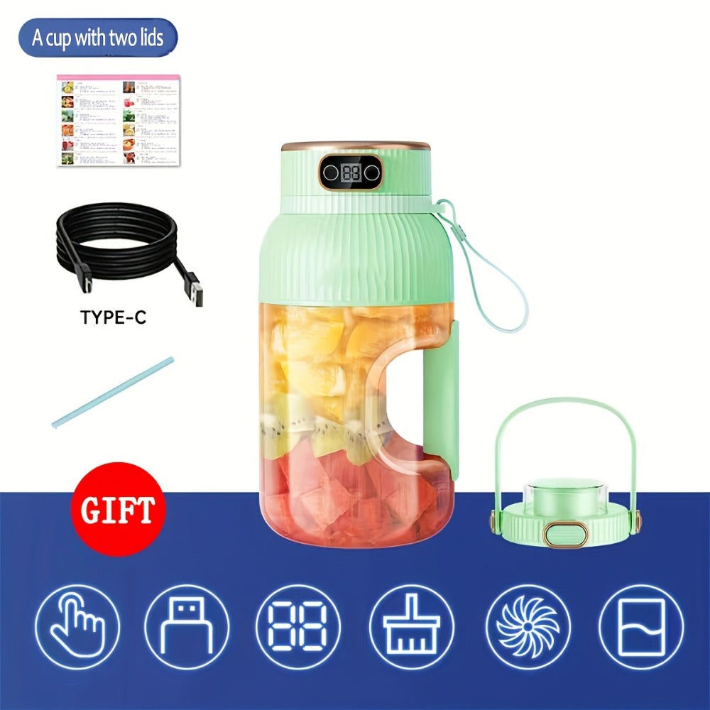 Portable Juicer Travel Blender with Digital Display 33.8oz - Motorized Wireless Blender for Smoothies, Milkshakes & Protein Shakes, Rechargeable Mini Blender for Gym, Picnic & Travel, No Outlet Needed