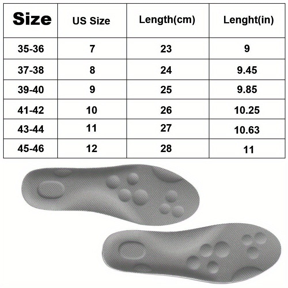 Memory Foam Insoles 3 Pairs - 4D High Elasticity Shoe Inserts for Men and Women, Breathable Comfort Insoles for Work, Sports, Walking, Standing All Day