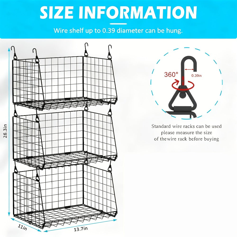 Hanging Laundry Basket Organizer 3pcs - Foldable Laundry Bag with 360¡ã Rotating Hook for Washing Machine & Drying Rack, Space Saving Metal Mesh Laundry Hamper for Bathroom, Laundry Room | Black & White