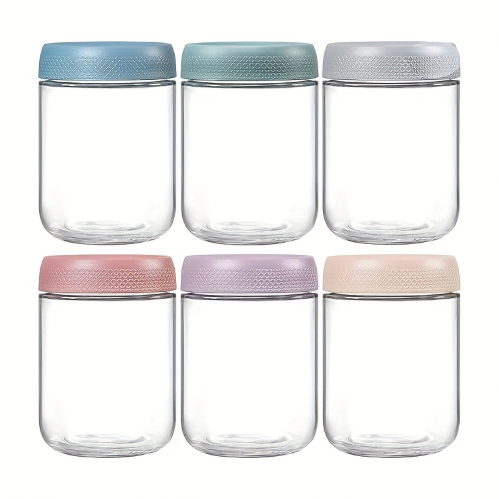 Wide Mouth Mason Jars with Airtight Lids 6 Pack 16oz - Glass Food Storage Containers for Overnight Oats Yogurt Snacks Spices and Salad, Clear Round Glass Jars with Optional Protective Silicone Sleeves for Kitchen Pantry and Meal Prep