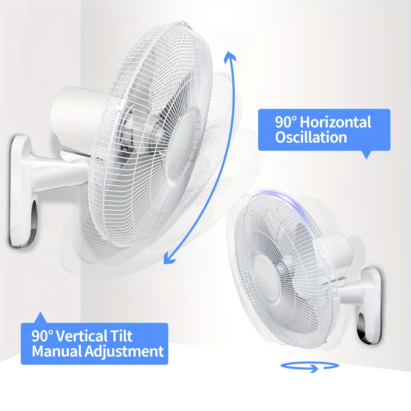 Wall Mounted Fan 18¡±/16¡± with 3 Speed Settings ¨C Quiet Heavy Duty Electric Fan for Home, Garage & Industrial Use, Portable Shop Fan with Adjustable Tilt, Black or White