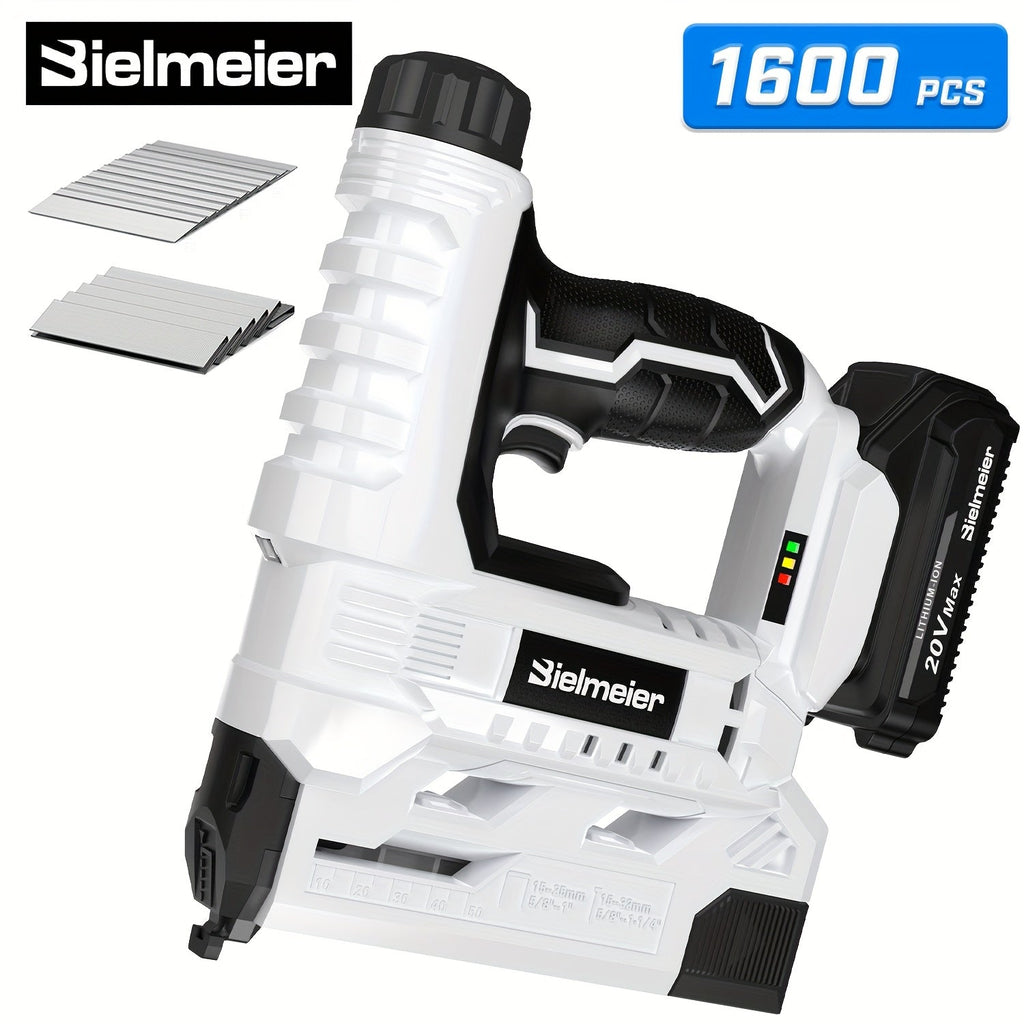 Cordless Stapler Brad Nailer 2-in-1 4V / 20V No Compressor ¨C Lightweight with Battery, Charger & 1600pcs Nails & Staples, for Carpentry, Home Improvement, Upholstery & DIY ¨C Multiple Colors & Upgrade Versions