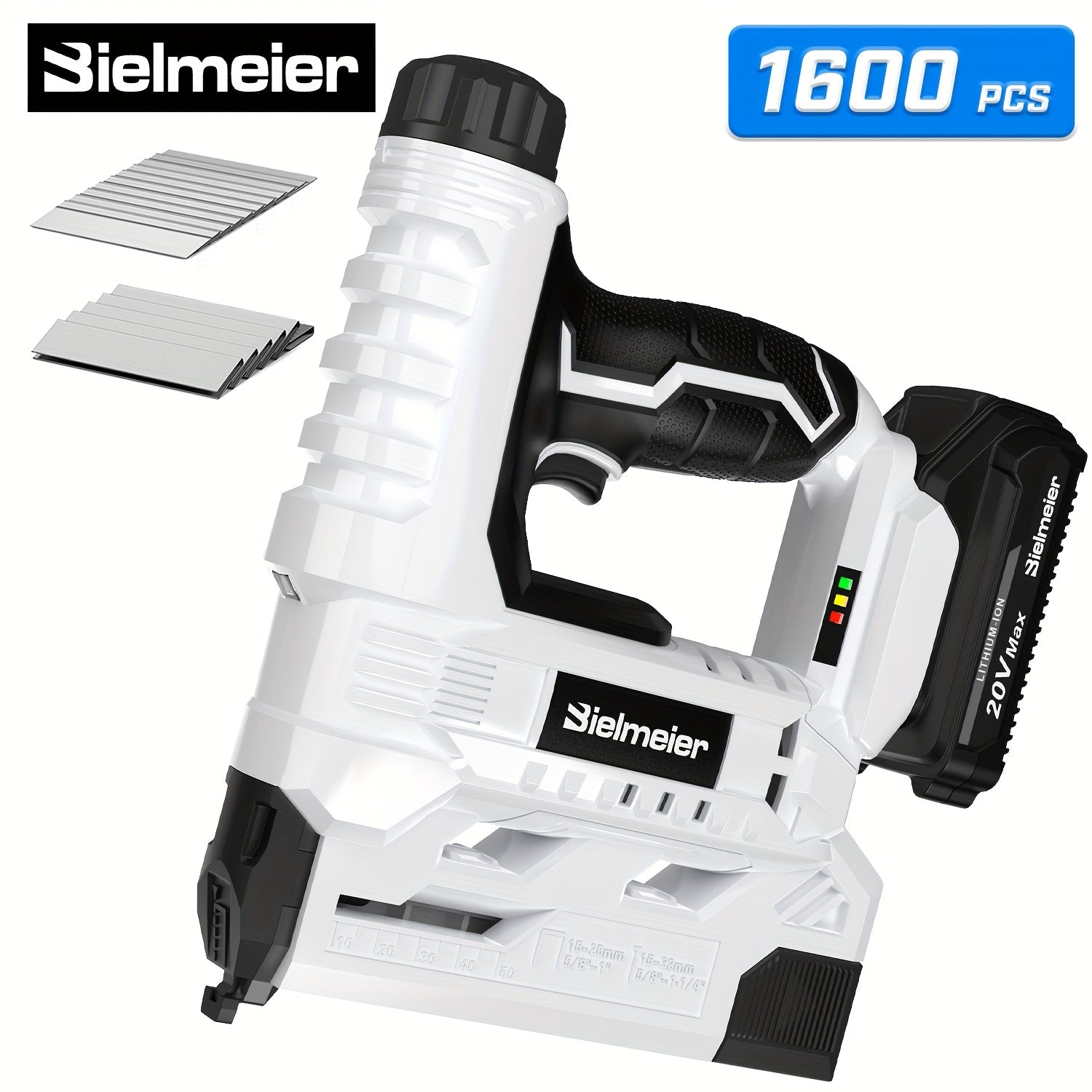 Cordless Stapler Brad Nailer 2-in-1 4V / 20V No Compressor ¨C Lightweight with Battery, Charger & 1600pcs Nails & Staples, for Carpentry, Home Improvement, Upholstery & DIY ¨C Multiple Colors & Upgrade Versions