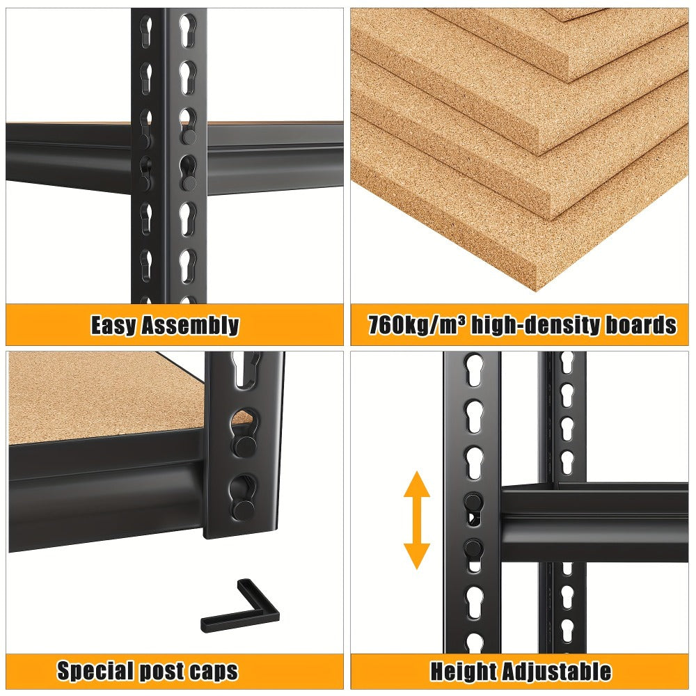 5-Tier Heavy Duty Garage Shelving Unit 2000LBS ¨C Metal & Wood Storage Shelves, Adjustable Utility Rack for Garage, Basement, Pantry, Warehouse, Kitchen & Office, Tool-Free Assembly, Black
