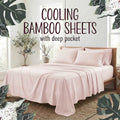 Bamboo Fiber Bed Sheet Set 4-Piece ¨C Cooling Sheets, Hypoallergenic, Deep Pocket Fitted Sheet, Wrinkle-Free Bedding for All Seasons, Twin Full Queen King