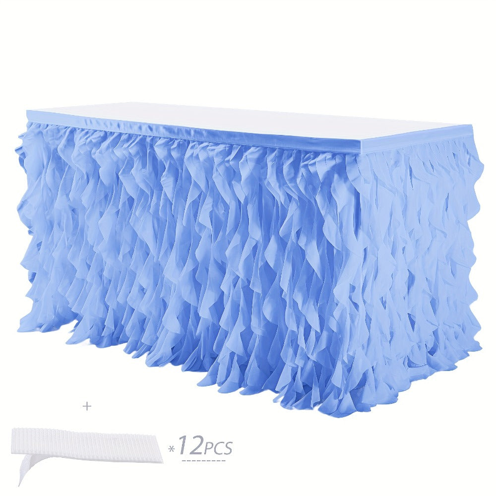 Tutu Table Skirt 6ft ¨C Ruffle Curly Willow Tulle Table Skirt for Rectangle & Round Tables, Birthday Party, Wedding, Baby Shower, Christmas & Halloween Decoration, Multiple Colors