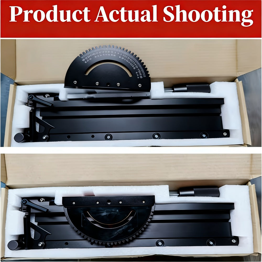 400mm Woodworking Angle Gauge with Adjustable Fence & Guide Rail ¨C Precision Miter Measuring Tool Compatible with 30mm & 45mm T-Track for Table Saw Router