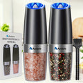 Electric Salt and Pepper Grinder Set 2-Pack Gravity Sensing ¨C Battery Powered LED Light One-Hand Operation | Adjustable Coarseness Black Kitchen Gadget | Perfect Birthday Gift for Home Cooks