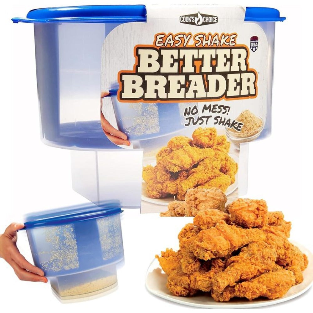 Breader Bowl Mess-Free Breading Station, All-in-One Shake and Coat Batter Bowl for Chicken Fish Shrimp Vegetables, Pour-In Seasoning Lid-Lock Design, Easy Breading Tool for Frying & Air Fryer Cooking