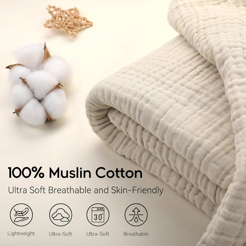 Morandi Cotton Muslin Blanket 6-Layer ¨C Soft Gauze Throw for Couch & Bed, Lightweight Breathable All Season, Machine Washable, 6 Colors