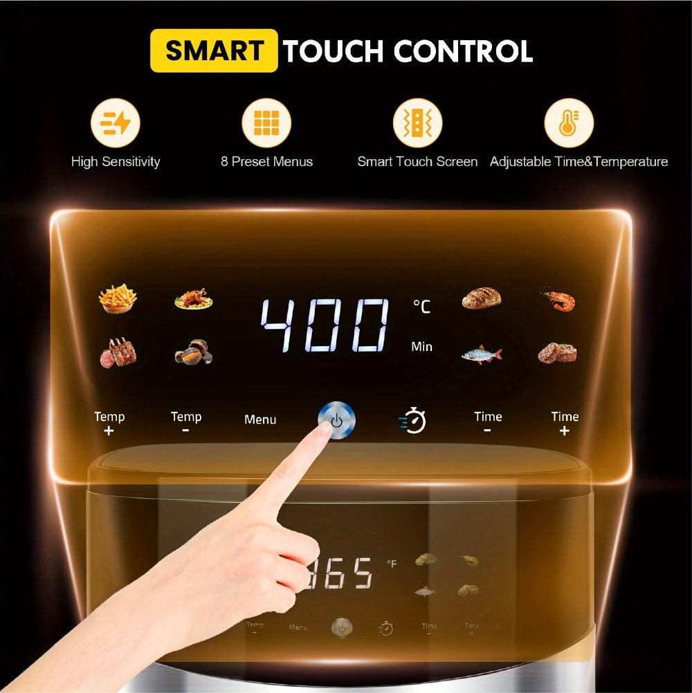 Air Fryer Smart Touch Screen ¨C 2.8QT & 6.5QT with Color Icons, Viewable Window, 8 Preset Recipes & Manual Adjustments, Dishwasher-Safe Basket for Family Meals & Party Cooking