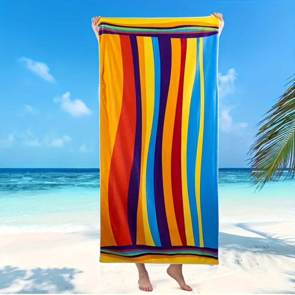 XL Bath Towel Extra Large 70x31 Inch Ultra Soft Absorbent Quick Dry Microfiber Shower Towel Striped Tropical Home Hotel Bathroom