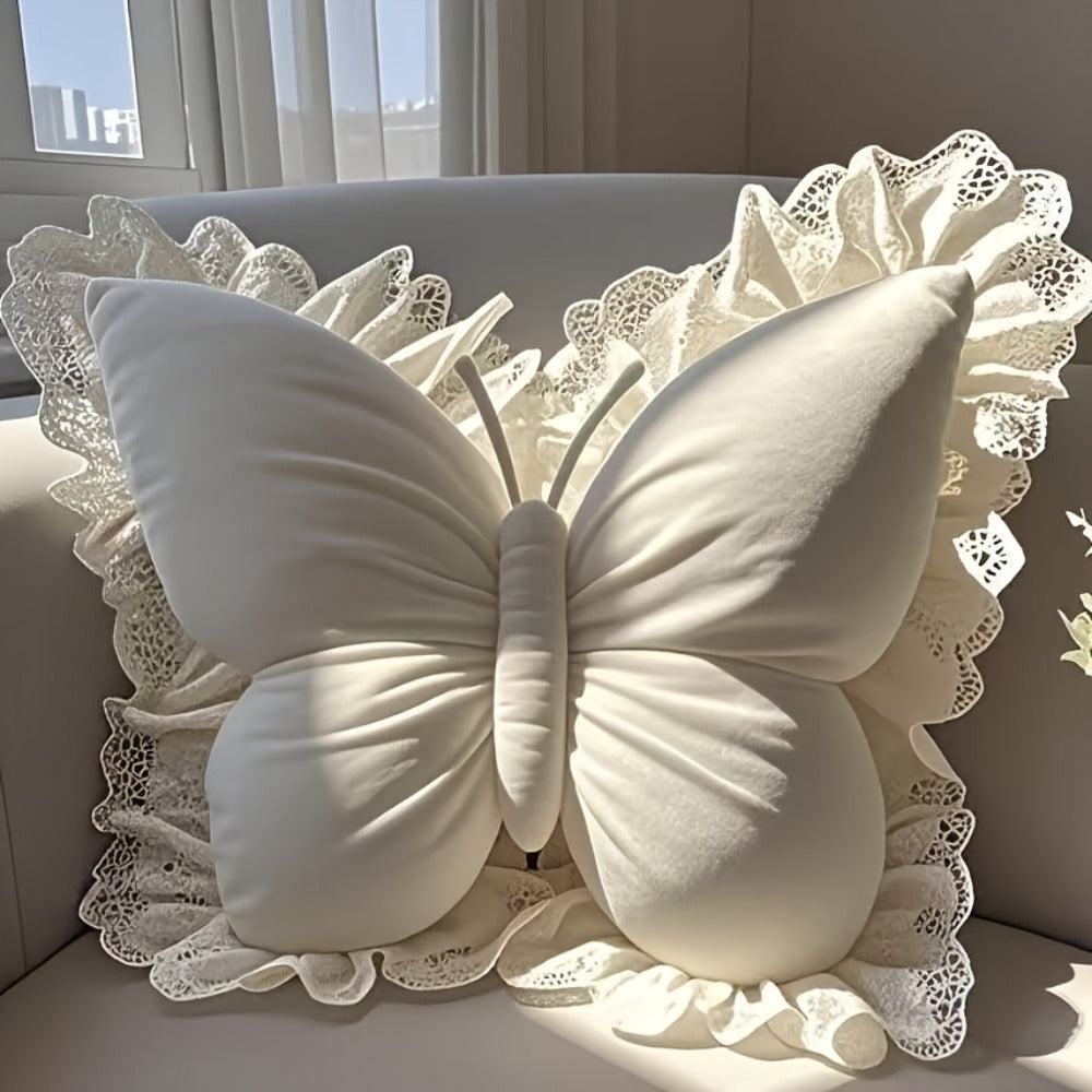 Butterfly Shaped Throw Pillow 3D Bow Decorative Cute Accent Pillow for Bed Sofa Couch Velvet Soft Polyester Fill Whimsical Home Decor Gift Multiple Colors 40x28cm