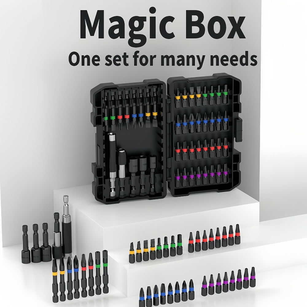 Impact Screwdriver Bit Set 45-Piece ¨C Heavy-Duty Torx, Phillips, Flat & Square Bits with Storage Box, Compatible with Impact Drivers for Automotive, Home Repair & DIY Projects