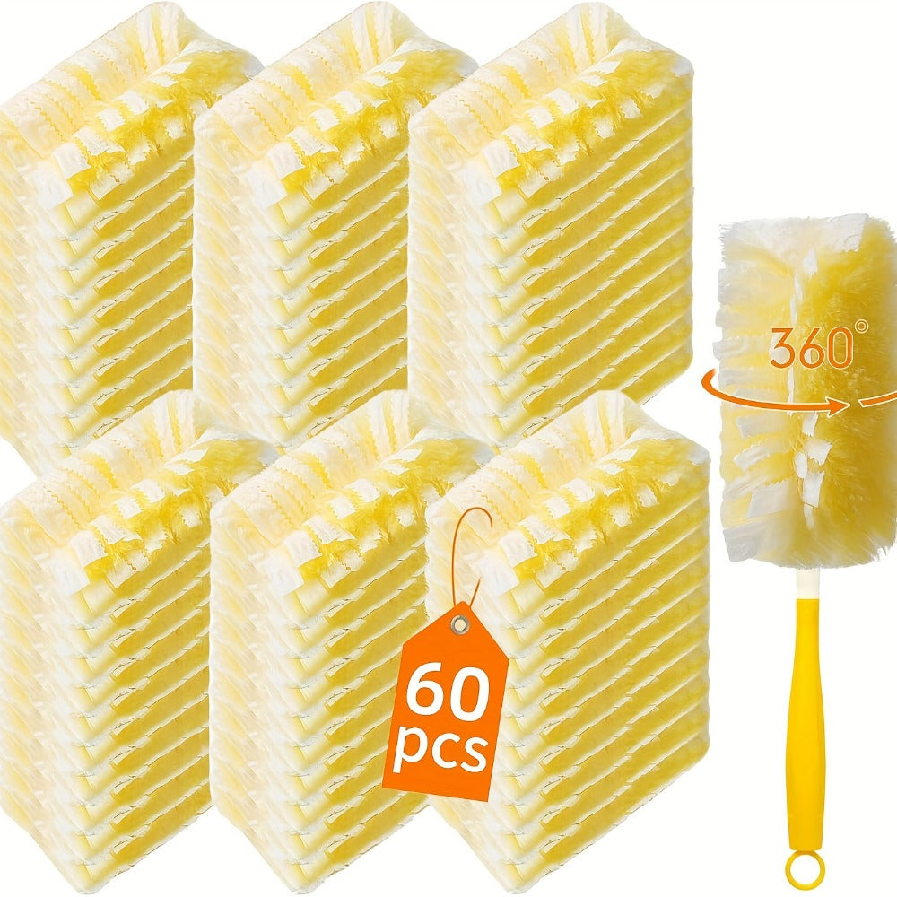 Duster Refills 360 Degree Electrostatic Microfiber Disposable Dusting Refills with Handle Compatible with Swiffer Duster for Furniture Clothing Glassware Electronics Multi-Surface 28 60 120 Count