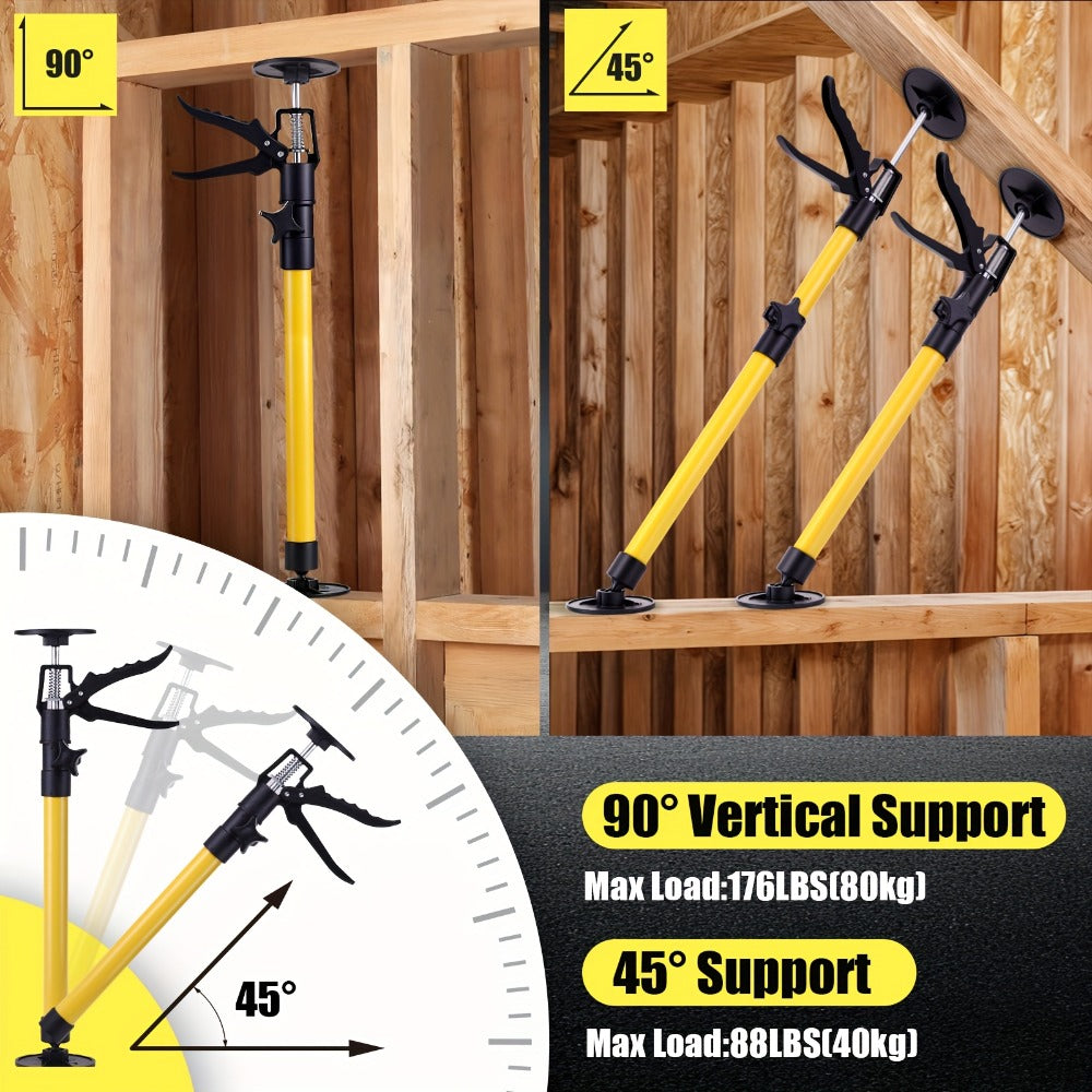 Telescopic Support Rods 2-Pack Third Hand Support System ¨C 11.8¨C45.3 Inch Adjustable Steel Props, 88 lb Load Capacity, Thickened Base, for Drywall, Cabinet, Panel & Ceiling Installation
