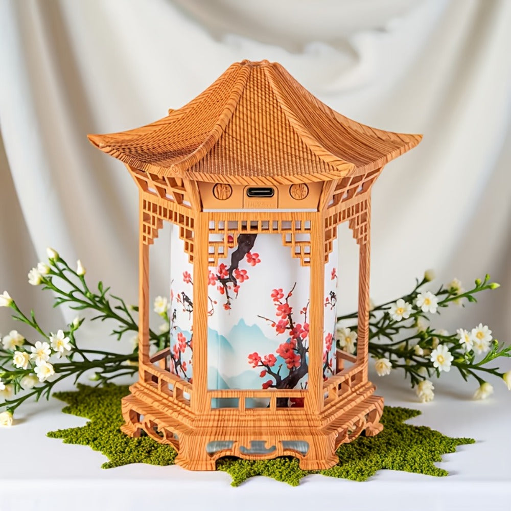 Mini Humidifier with Night Light USB Powered Cool Mist Quiet Operation Chinese Pagoda Tortoise Design Portable Desktop Humidifier for Home Office Car Bedside Small Room Dry Skin Gift